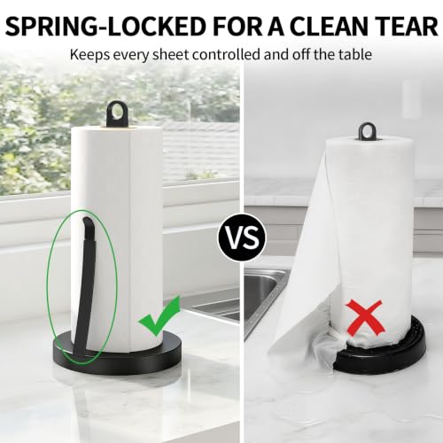 Jesginboo Countertop Paper Towel Holder with Tension Arm, Black - color: Black