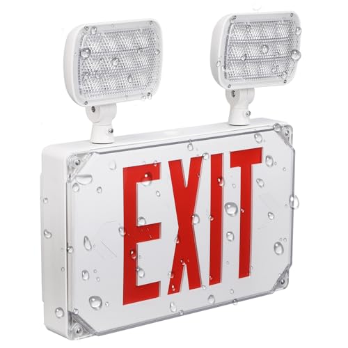 LEONLITE Wet Location LED Exit Sign with Emergency Lights White - color: White