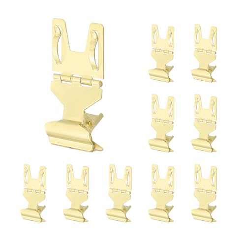 PATIKIL 10Pcs Metal Sign Clip Rotatable Sign Holder Stand Clip Gold Tone - color: Gold