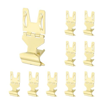 PATIKIL 10Pcs Metal Sign Clip Rotatable Sign Holder Stand Clip Gold Tone - color: Gold
