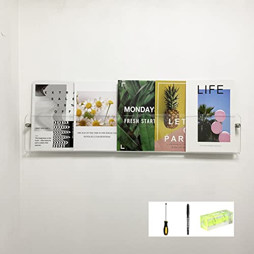 37.4" Magazine Holder,Acrylic Magazine Rack Wall Mounted,Clear Brochure Holder… - color: Clear
