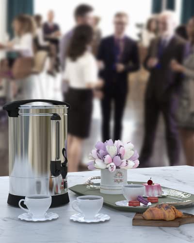 Coffee Urn 100 Cup, Stainless Steel Commercial Coffee Maker 14 L/3.7 gal Electric Hot Beverage Dispenser Large Hot Water Dispenser Coffee Dispenser Hot Water Urn For Business, Catering, Party - color: Silver, size: 100 Cups