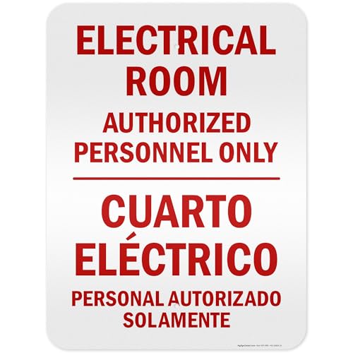 Electrical Room Authorized Personnel Only Bilingual Sign, 18x24 Inches, 3M EGP Reflective .080 Aluminum, Fade Resistant, Made in USA by My Sign Center - size: 18x24 Reflective Aluminum