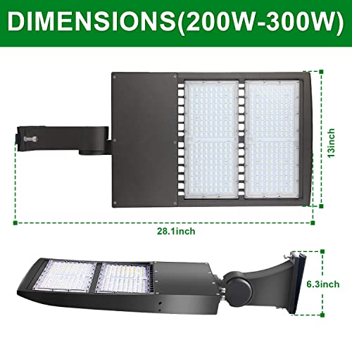 LED Parking Lot Lights 5000K Shoebox Street Pole Lighting Fixture 42000LM - color: 300W/240W/200W + (100-277V 5000K), size: Adjustable Direct Arms Mount Bracket