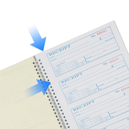 2 Pcs Money Rent Receipt Book,7.9x11.22 Inches,Receipt Book with Carbon Copies,2 Part Carbonless,Cash Receipt Book,200 Sets per Book - size: 7.9x11.22 inches, style: 2Pcs-2Part