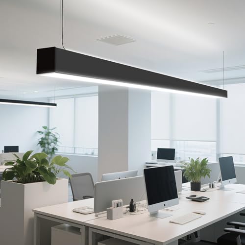 kadision 8FT LED Linear Light, 3CCT Selectable 60/70/80/90/100W Dimmable Up/Down Lights, Architectural Linear LED Light Fixture for Office Showroom Kitchen Island, Suspended or Surface Mount, 1-Pack - size: 8FT