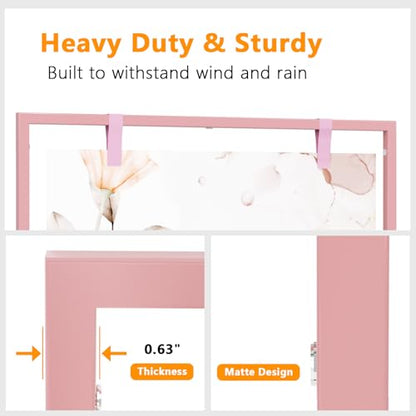 50H" Wedding Welcome Sign Stand with 8 Pair Satin Ribbon & 2 Leather Strap - color: Pink