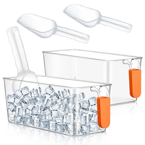 Havawish Ice Storage Bin and Flexible Scoop Set Plastic Freezer Bin - color: Orange, size: 10.83 x 4.92 x 4.33 in, style: Classic