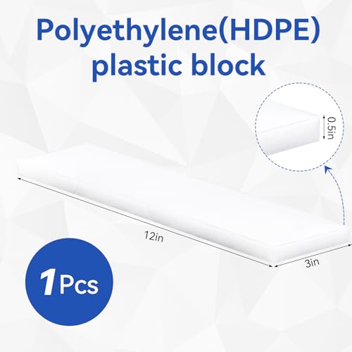 HDPE Plastic Block 1/2in White Plastic Block 12x3In Perfect for Diverse DIY Crafts Industrial Machining and Home Improvement Projects - color: White, size: 12x3x0.5In