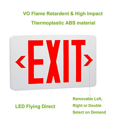LED Exit Sign, Emergency Exit Light with Battery Backup, Double Face, UL 924, AC 120/277V, Damp Location, Hardwired Red Letter Exit Lights for Business Commercial - size: 1-Pack