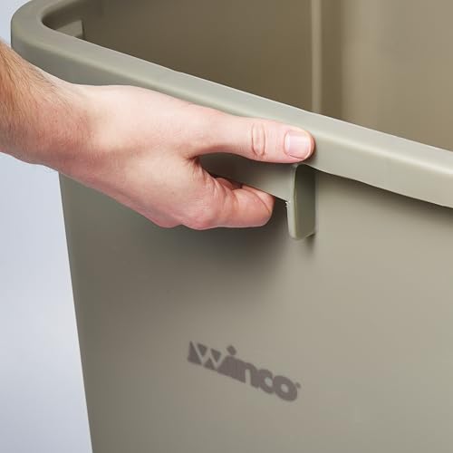 Winco 23 Gallon Beige Commercial Square Plastic Trash Can - color: Beige, size: 23 Gallon