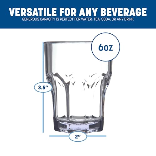 Carlisle FoodService Products Louis Clear Tumbler Short Glass for Restaurants, Catering, Kitchens, Plastic, 6 Ounces, Clear, (Pack of 24) - size: 6 Ounces, style: 24 Pack