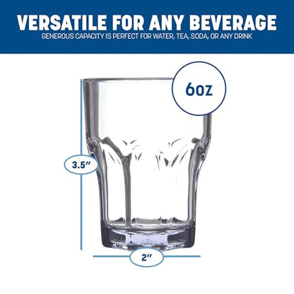 Carlisle FoodService Products Louis Clear Tumbler Short Glass for Restaurants, Catering, Kitchens, Plastic, 6 Ounces, Clear, (Pack of 24) - size: 6 Ounces, style: 24 Pack