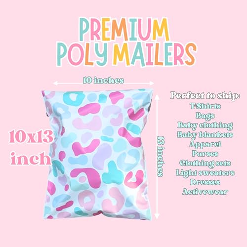 10x13 Designer Poly Mailer 100 Pack Heavy Duty Polymailers Waterproof Self Seal Shipping Bags Packaging for Small Business Large Mailing Envelopes Bulk Tear Resistant Packaging Chic Leopard - color: Chic Leopard, size: 10x13