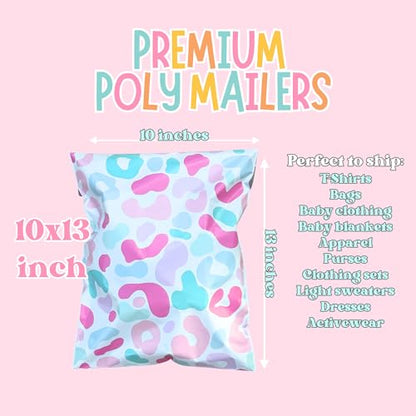 14.5x19 Designer Poly Mailer 100 Pack Heavy Duty Polymailers Waterproof Self Seal Shipping Bags Packaging for Small Business Large Mailing Envelopes Bulk Tear Resistant Packaging Chic Leopard - color: Chic Leopard, size: 14.5x19