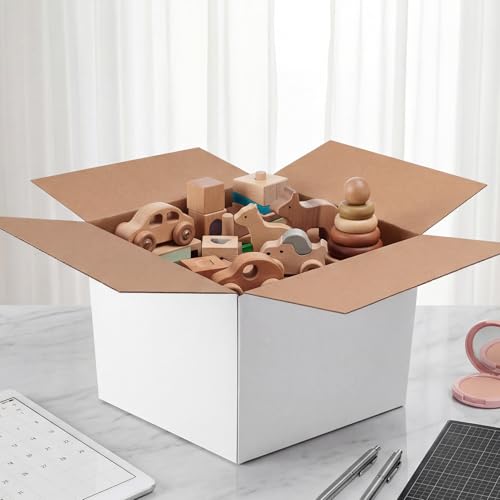 Shipping Boxes 8X8X6 Set of 25, White Corrugated Cardboard Box for Mailing Business Packaging - size: 8X8X6 Inches