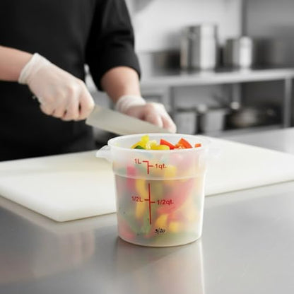 TrueCraftware- 1 Quart Round Food Storage Container Translucent Polypropylene- Commercial Reusable Food Container Canister with Measurement Markings for Meal Prep Pantry Kitchen - color: 1 Quart
