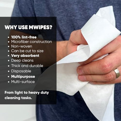 Mwipes Lint Free Cloth - 12" x 12" 50 Pack, Highly Absorbent Disposable Microfiber Cleaning Cloths for Industrial, Medical, Staining, Cast Iron, Woodworking, Makeup, Nail Polish - style: 12x12 – Pack of 50