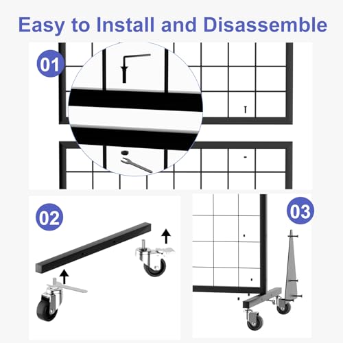 2-Pack 2'x5.5' Ft Gridwall Panel Display Stands 2'x5.5' Ft, Heavy Duty Floor Standing Retail Display Rack with Triangle Base for Retail Art Show