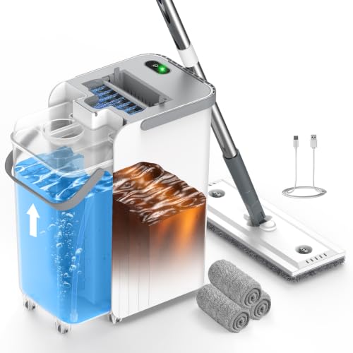 Mop and Bucket Set, Flat Mop and Bucket System for Floor Cleaning - size: 3 mop pads
