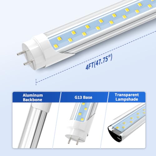 JESLED 12 Pack Type A+B T8 LED Bulbs 4 Foot, 24W 3200LM, 5000K Daylight