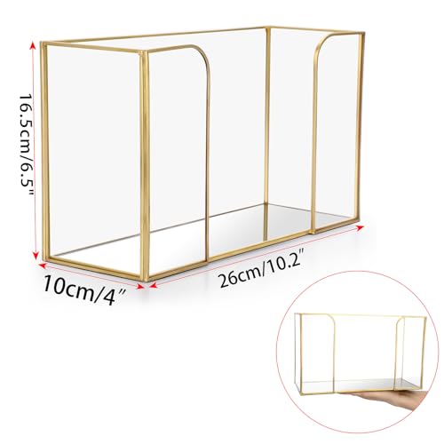 Sumnacon Countertop Bathroom Paper Towel Dispenser Glass Paper Towel Dispenser for Home Bathroom Kitchen Office Toilet Table,Gold Paper Towel Holder for Multifold C Fold Trifold Z Fold - color: Gold