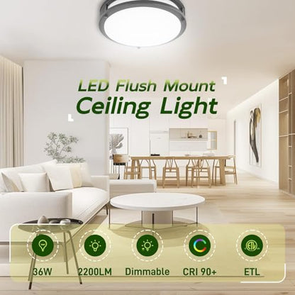 hykolity 16 inch Dimmable LED Flush Mount Ceiling Light Fixture,2200LM - color: Oil-Rubbed Bronze, size: 16-inch
