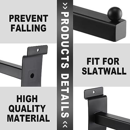 Hicarer 10 Pcs Slatwall Faceout, 12 Inch Metal Square Arm Hooks, Black - color: Black