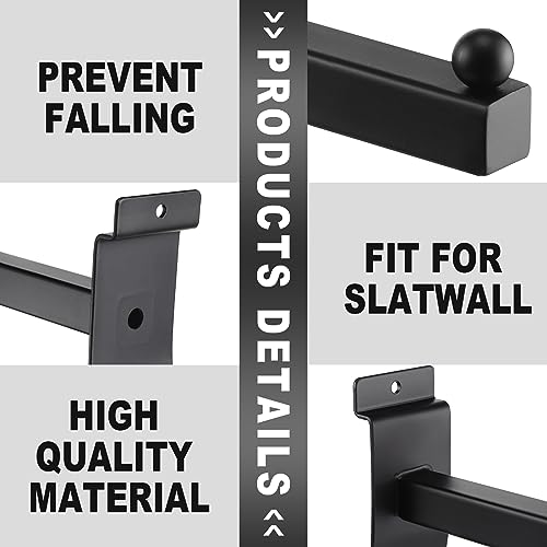 Hicarer 10 Pcs Slatwall Faceout, 12 Inch Metal Square Arm Hooks, Black - color: Black