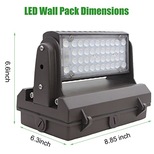 Rotatable LED Wall Pack Light with Dusk to Dawn Photocell, 80W 11200LM 400-600W HPS/HID Equiv., 5000K Daylight ETL Commercial Outdoor Security Lighting for Warehouse, Entrance, Parking, Garage - size: 80W
