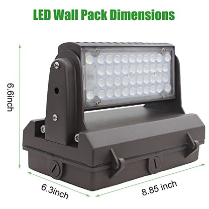 Rotatable LED Wall Pack Light with Dusk to Dawn Photocell, 80W 11200LM 400-600W HPS/HID Equiv., 5000K Daylight ETL Commercial Outdoor Security Lighting for Warehouse, Entrance, Parking, Garage - size: 80W
