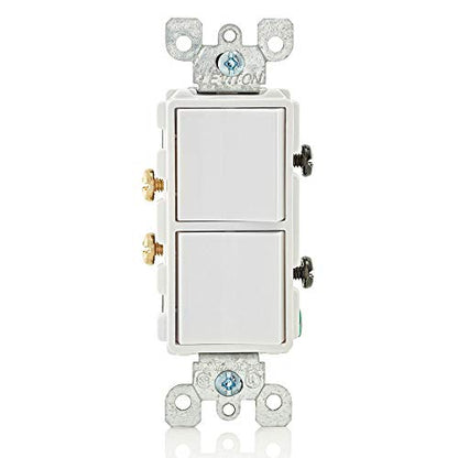 Leviton 15 Amp, 120/277 Volt, Decora Single-Pole, AC Combination Switch, Commercial Grade, Grounding, 5634-W, White - color: White