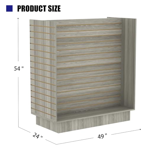 49.5”W x 24”D x 54”H - Retail Slat Wall Gondola Display with 3” Slatwall Units，Gray Wood Grain Versatile H-Unit Slatwall Display Stand (Gray Wood Grain) - color: Gray Wood Grain
