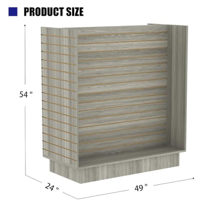 49.5”W x 24”D x 54”H - Retail Slat Wall Gondola Display with 3” Slatwall Units，Gray Wood Grain Versatile H-Unit Slatwall Display Stand (Gray Wood Grain) - color: Gray Wood Grain