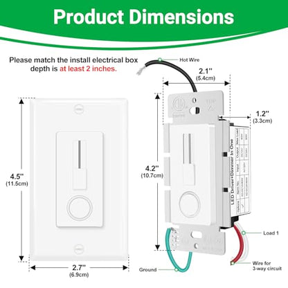 Greencycle 60W 12V LED Driver and Dimmer Switch,Compatible with Only 12VDC LED Strip Lights and Fixtures,Single Integrated Unit, Converts 120V AC to 12V DC, Neutral Wire Required, ETL - color: 12V Strip Driver Dimmer
