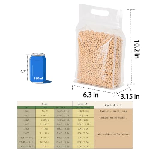 50 Pcs Clear Resealable Bags with wider bottom, 6.3" x 10.2" Zipper Food Storage Bags with Handle, Stand Up, Reusable, Sealable, for Packaging Products - color: Clear, size: 6.3" x 10.2"
