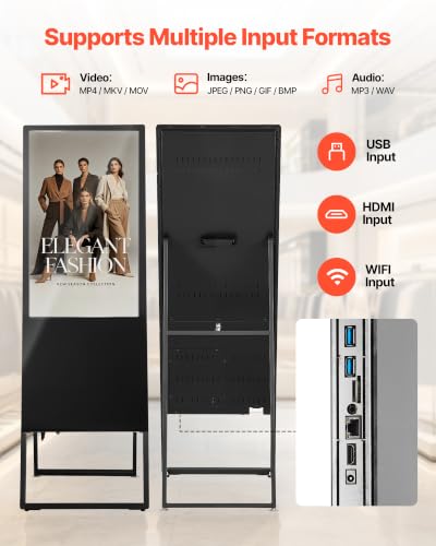 VEVOR 32 in Indoor Digital Signage Floor Standing Advertising Display Kiosk, with WiFi HDMI/USB Input Android OS, 178° Wide View, LCD Screen Interactive Monitor, Commercial Totem Vertical Poster - size: 32"-Non Touchscreen