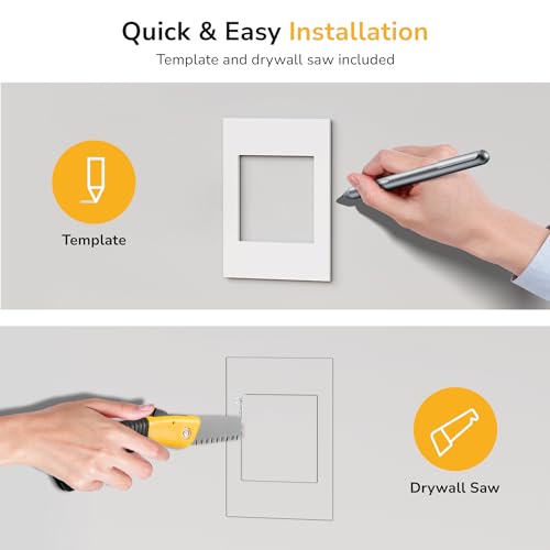 Mount-It! In-Wall TV Cable Management Kit with Power – Triple Outlet, Male Wall Plug and 5ft External & 9ft Behind the Wall Cords, Hand Saw – Easy, Safe Cable Management for TV and Home Theater Setups - style: Triple Outlet – 5ft External / 9ft In-Wall