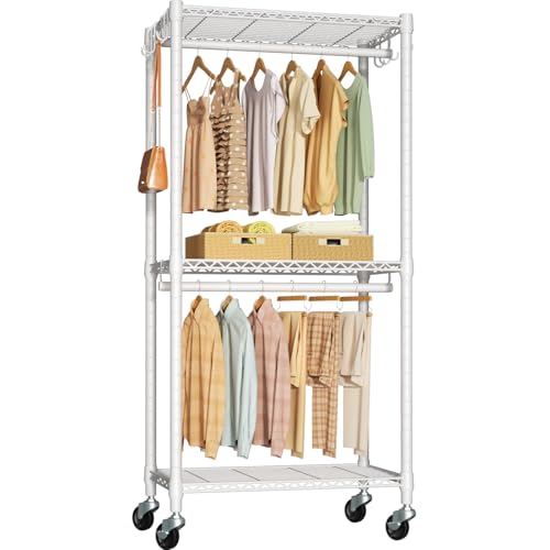 FUTASSI Rolling Clothes Rack, Clothing Racks for Hanging Clothes, White - color: White, size: P3 Mini