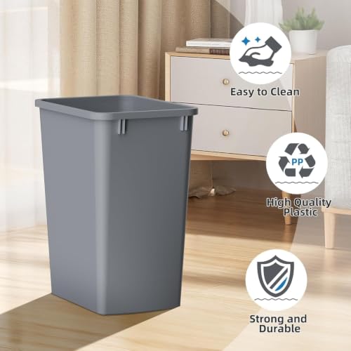 ROOMTEC Lightweight and Durable Slim Trash Can,35QT Kitchen Trash Can,2 PCS - color: Grey, style: 2PACK