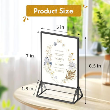 5x7 Black Picture Frame Acrylic Sign Holder,Wedding Table Numbers - color: 5X7-Gold-3 Pack