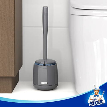 MR.SIGA Toilet Bowl Brush and Holder, Sturdy Long Handle, Gray, 12 Pack - color: Gray, size: One Size (Pack of 12)