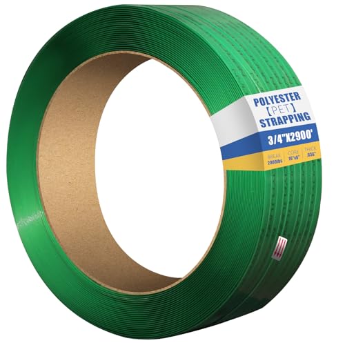 3/4"x.036"x2900ft Embossed Polyester (PET) Strapping Roll of 16"x6" Core Size 2000lbs Break Strength - size: 3/4"x2950'