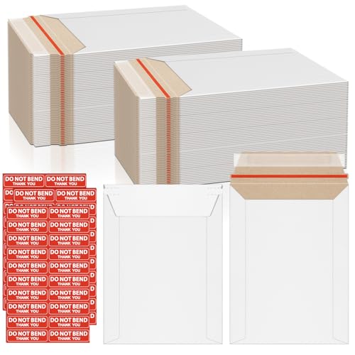 100 Pack Rigid Mailers 6x8 Inch Self Seal Document Mailers, Protective Flat Cardboard Sturdy White Photography Envelopes for Photos, Document, CD, Coins, Stamps - color: 6x8 Inch-100 Pack