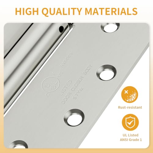 Luxbaro 3 Pack Self Closing Door Hinges, 4.5" x 4.5" Spring Loaded Hinges - color: Brushed Nickel-square, size: 4.5" 3 Pack