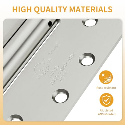 Luxbaro 3 Pack Self Closing Door Hinges, 4.5" x 4.5" Spring Loaded Hinges - color: Brushed Nickel-square, size: 4.5" 3 Pack
