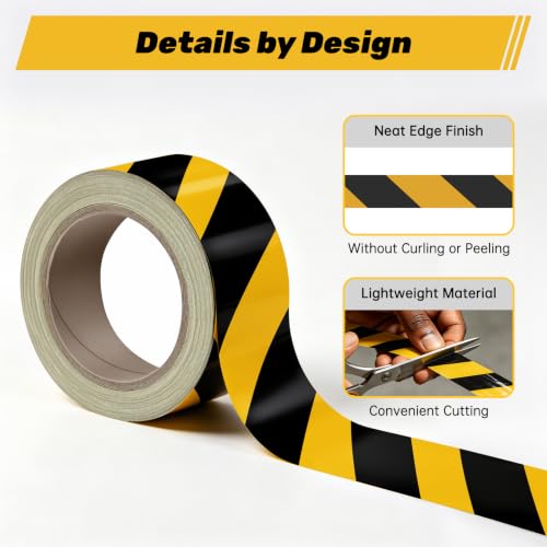 6-Piece Caution Tapes Roll, Black and Yellow Floor Safety Marking Tapes