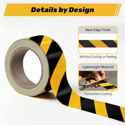 6-Piece Caution Tapes Roll, Black and Yellow Floor Safety Marking Tapes