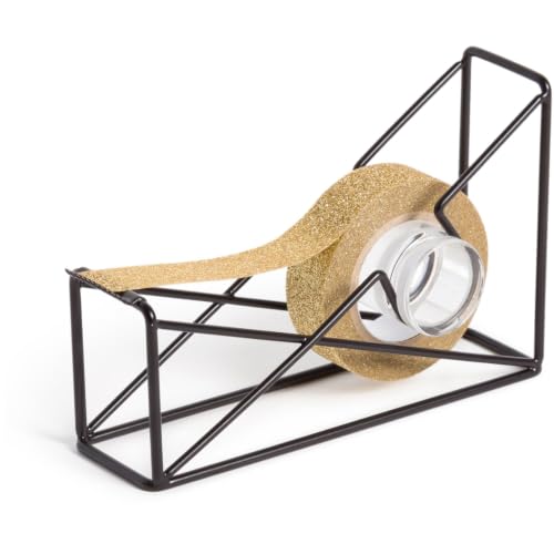 U Brands Desktop Tape Dispenser, Wire Metal, Black - 3839U06-24 - color: Black