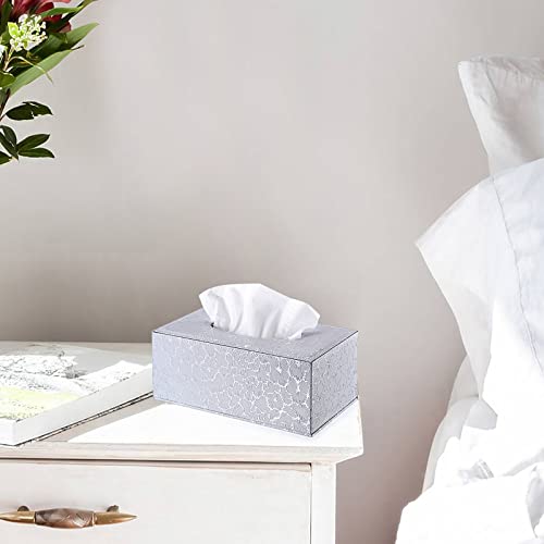 Sumnacon Rectangle Tissue Box Cover with Magnetic Bottom,Whaterproof,Silver - color: Silver, size: Medium